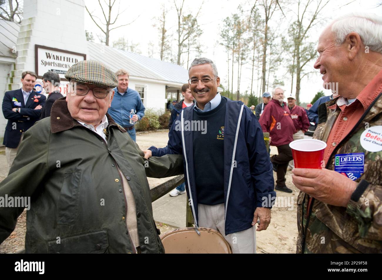Rep. Bobby Scott, DVa., center, greets Herbert Staples, 89, left, at