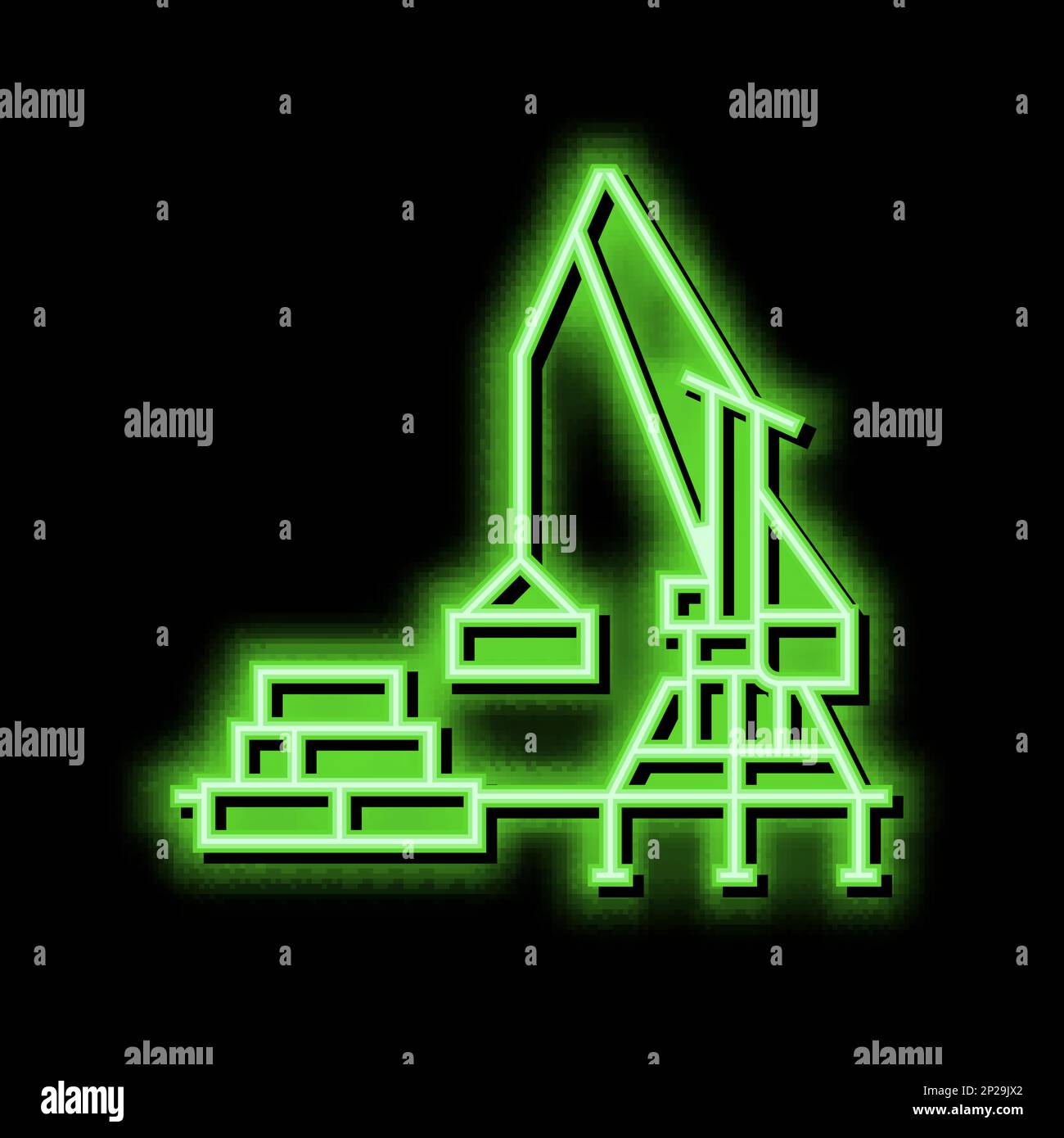 container loader port equipment neon glow icon illustration Stock ...