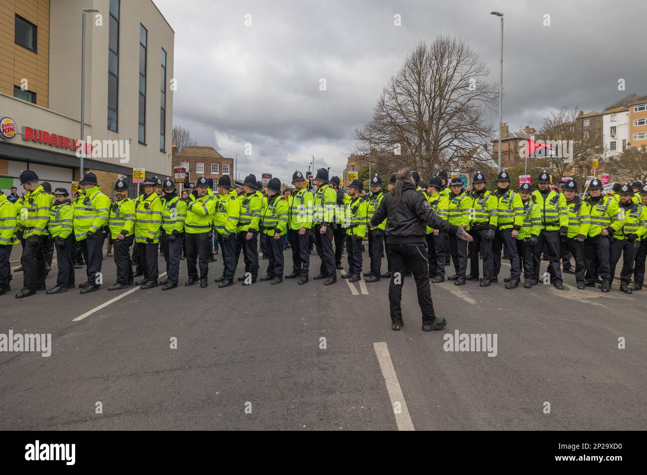 Dover, UK. 4th Mar, 2023. Far right groups protest at Dover against the ...