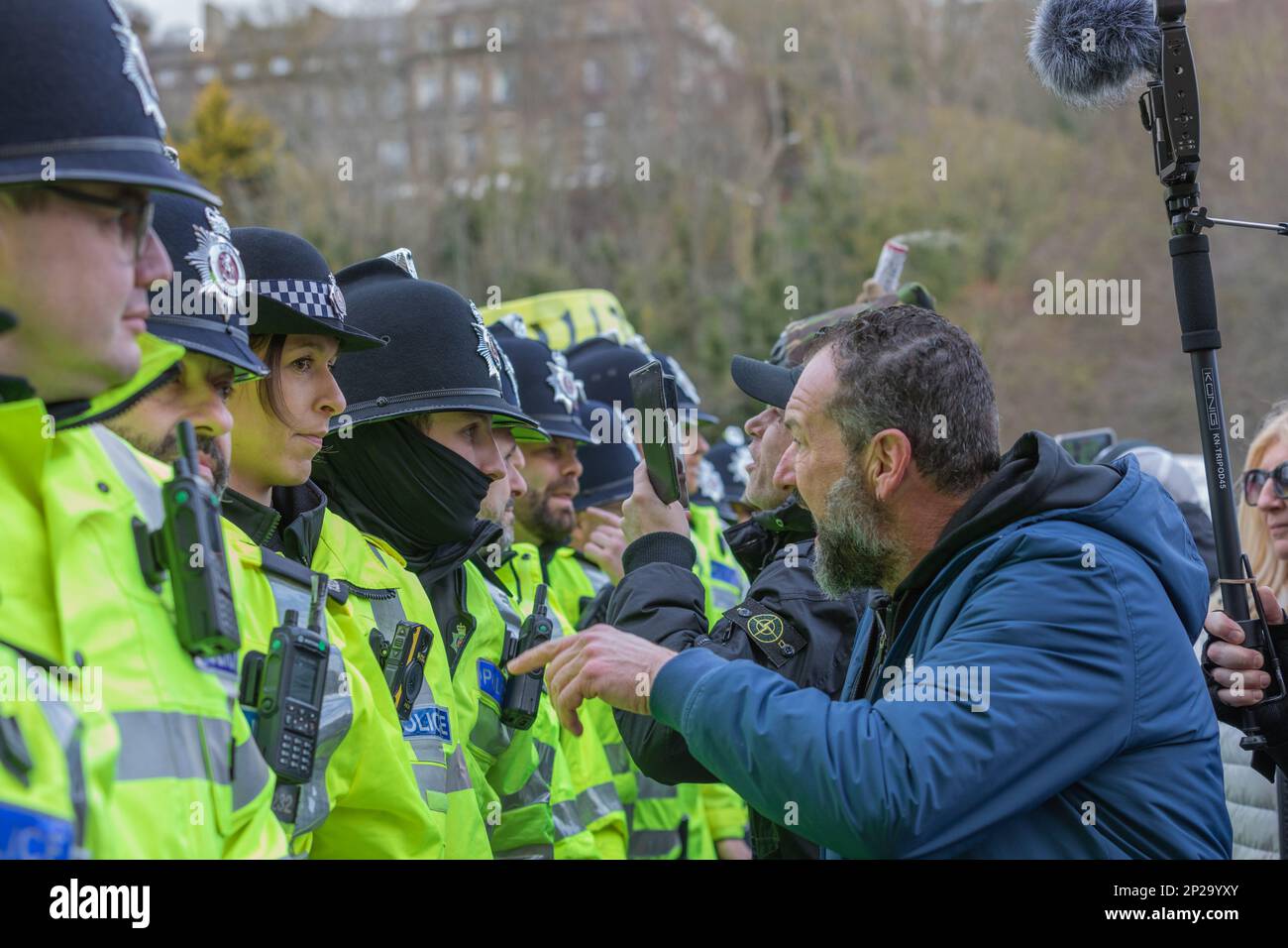Dover UK 4th Mar 2023 A Line Of Police Officers In High visibility dover-uk-4th-mar-2023-a-line-of-police-officers-in-high-visibility