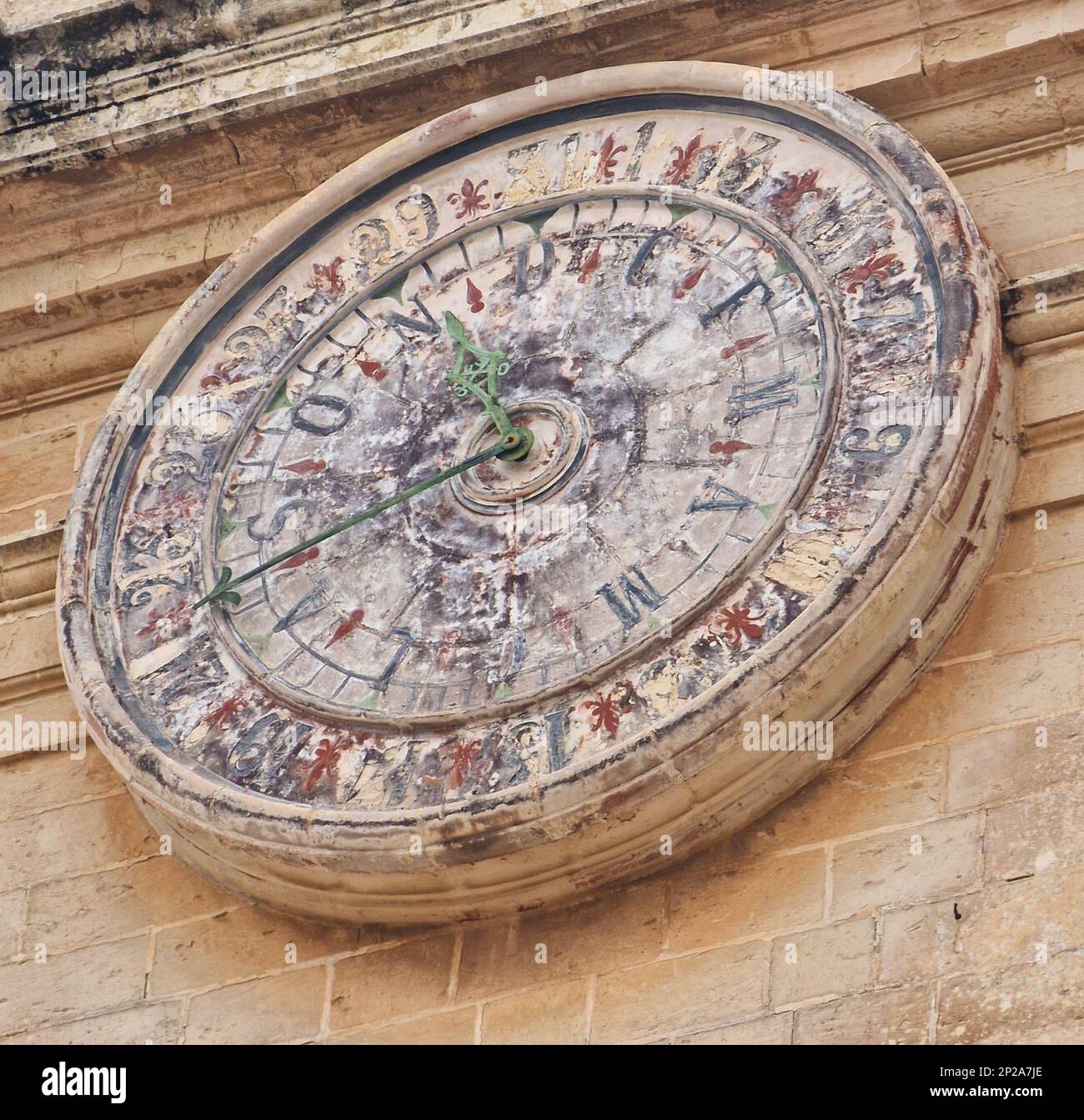 Clock face to St Pauls Cathedral Medina Malta Stock Photo Alamy