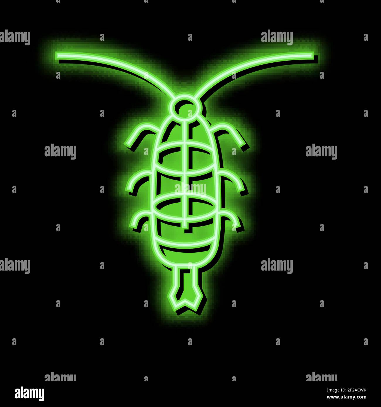 zooplankton ocean neon glow icon illustration Stock Vector