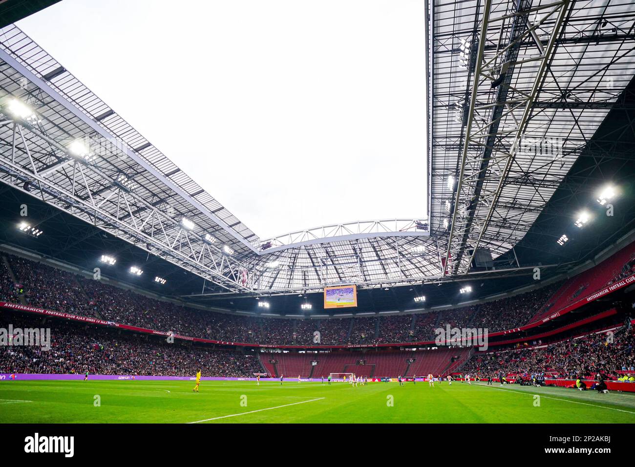 Amsterdam - Overview of the stadium during the match between Ajax V1 v Feyenoord V1 at Johan Cruyff Arena on 4 March 2023 in Amsterdam, Netherlands. (Box to Box Pictures/Yannick Verhoeven) Stock Photo