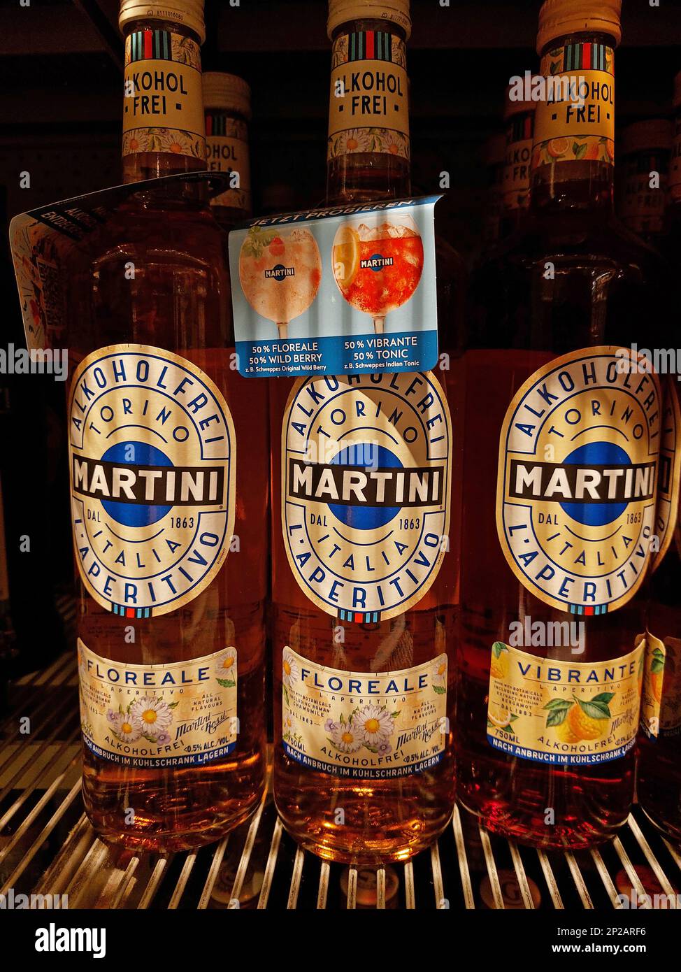 Martini alcohol free aperitif bottles in a supermarket Stock Photo Alamy