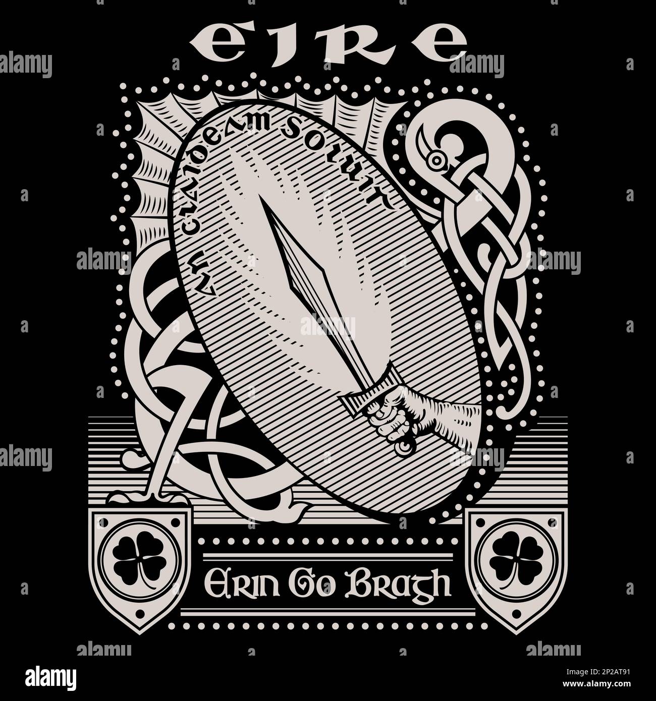 Irish Celtic design in retro style. Ethnic knot ornament and Celtic