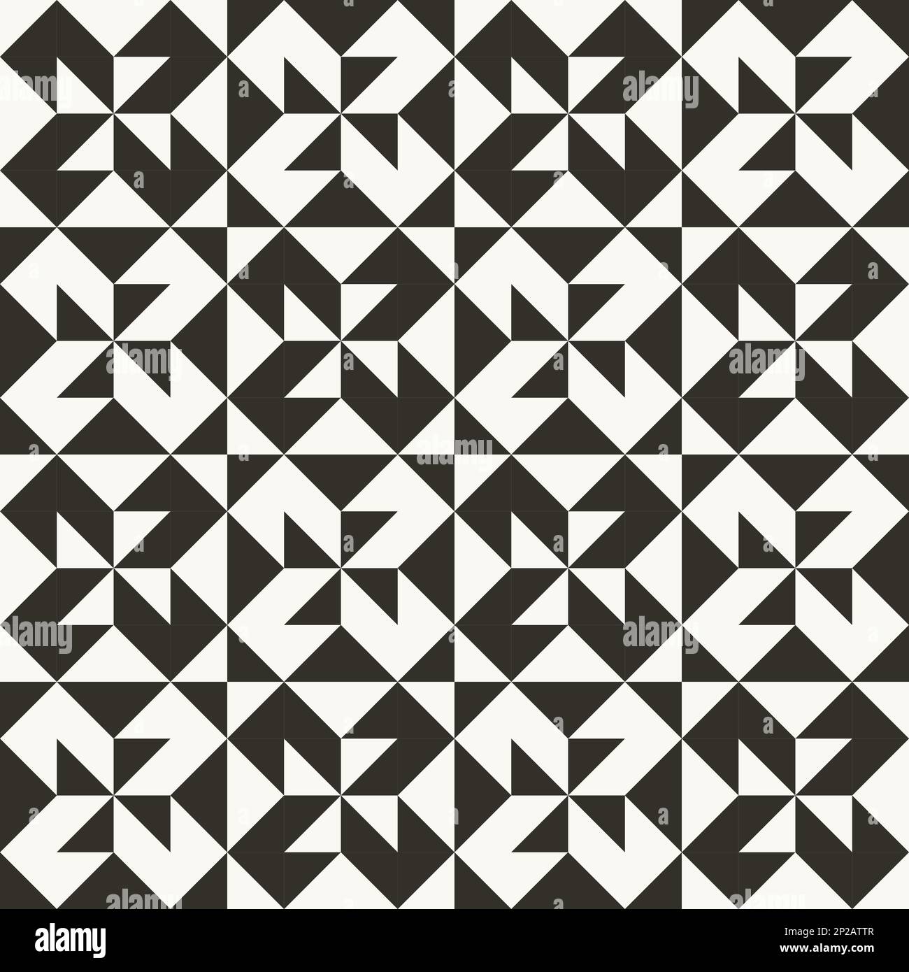 Black and white abstract geometric quilt pattern. High contrast