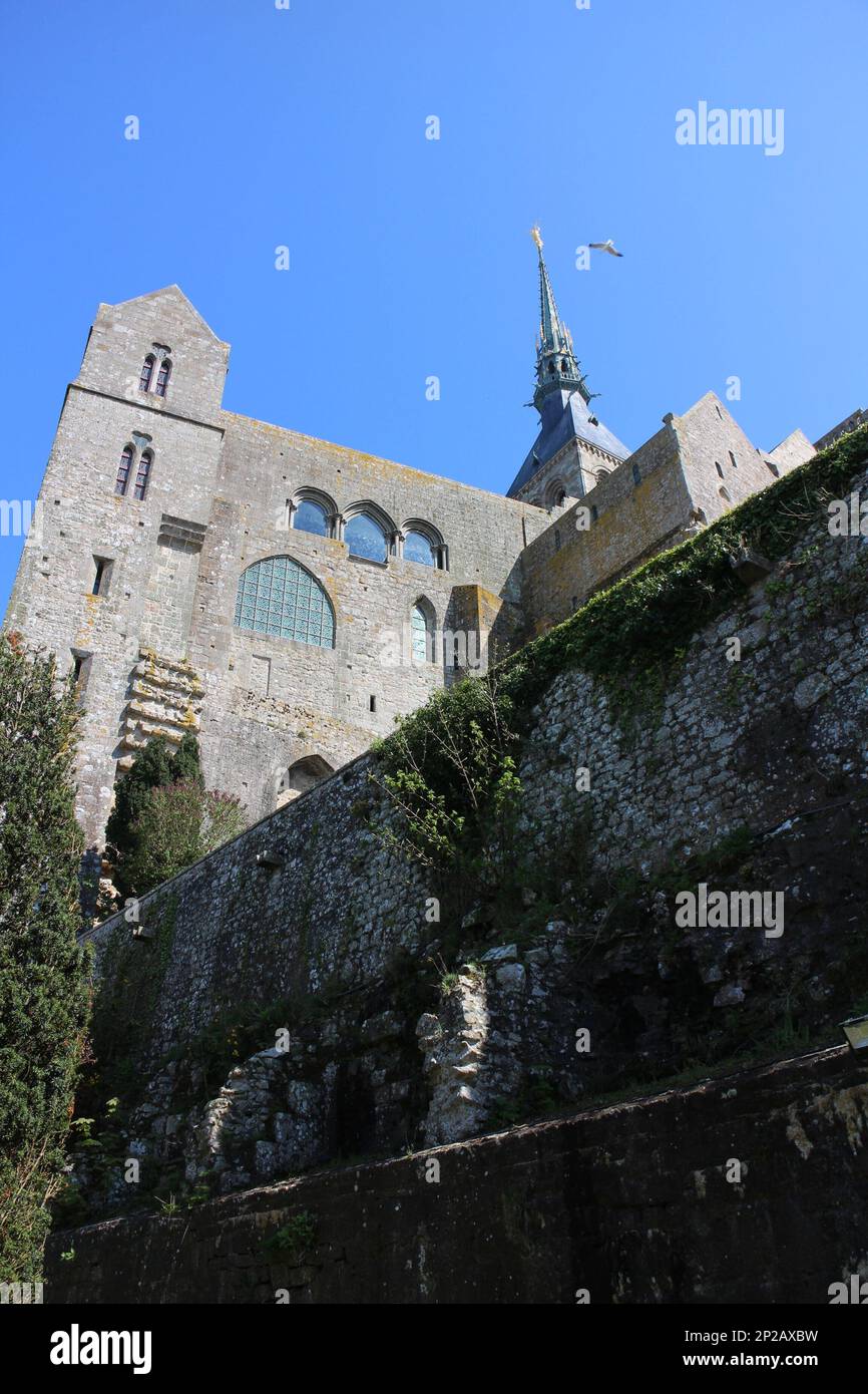 Outer corridor of Mont SaintMichel in France Stock Photo Alamy