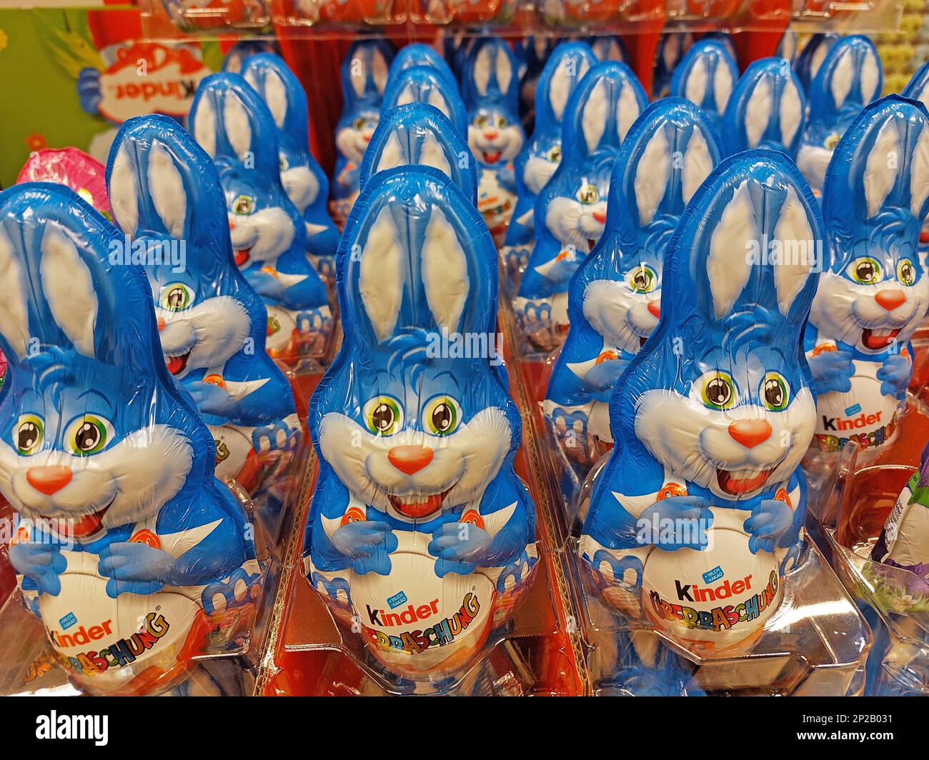 chocolate easter bunnies by Kinder in a supermarket Stock Photo Alamy