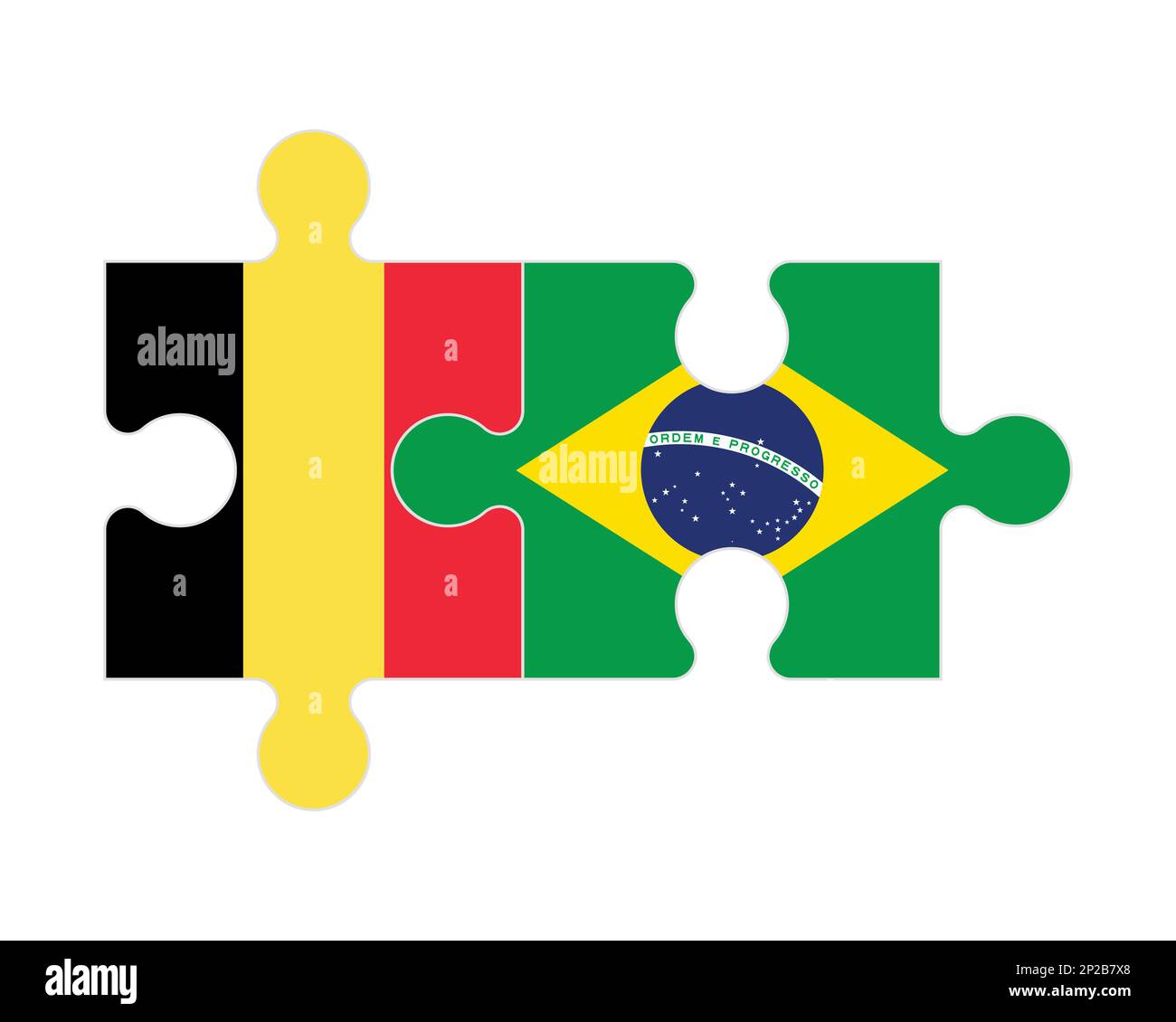 Connected puzzle of flags of Belgium and Brazil, vector Stock Vector