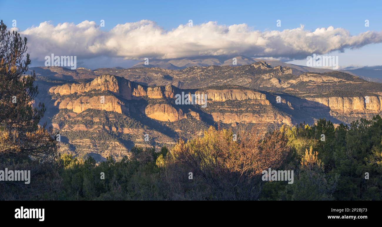 Mountain Range Rocs de Queralt in Pallars Jussa, Catalonia Stock Photo