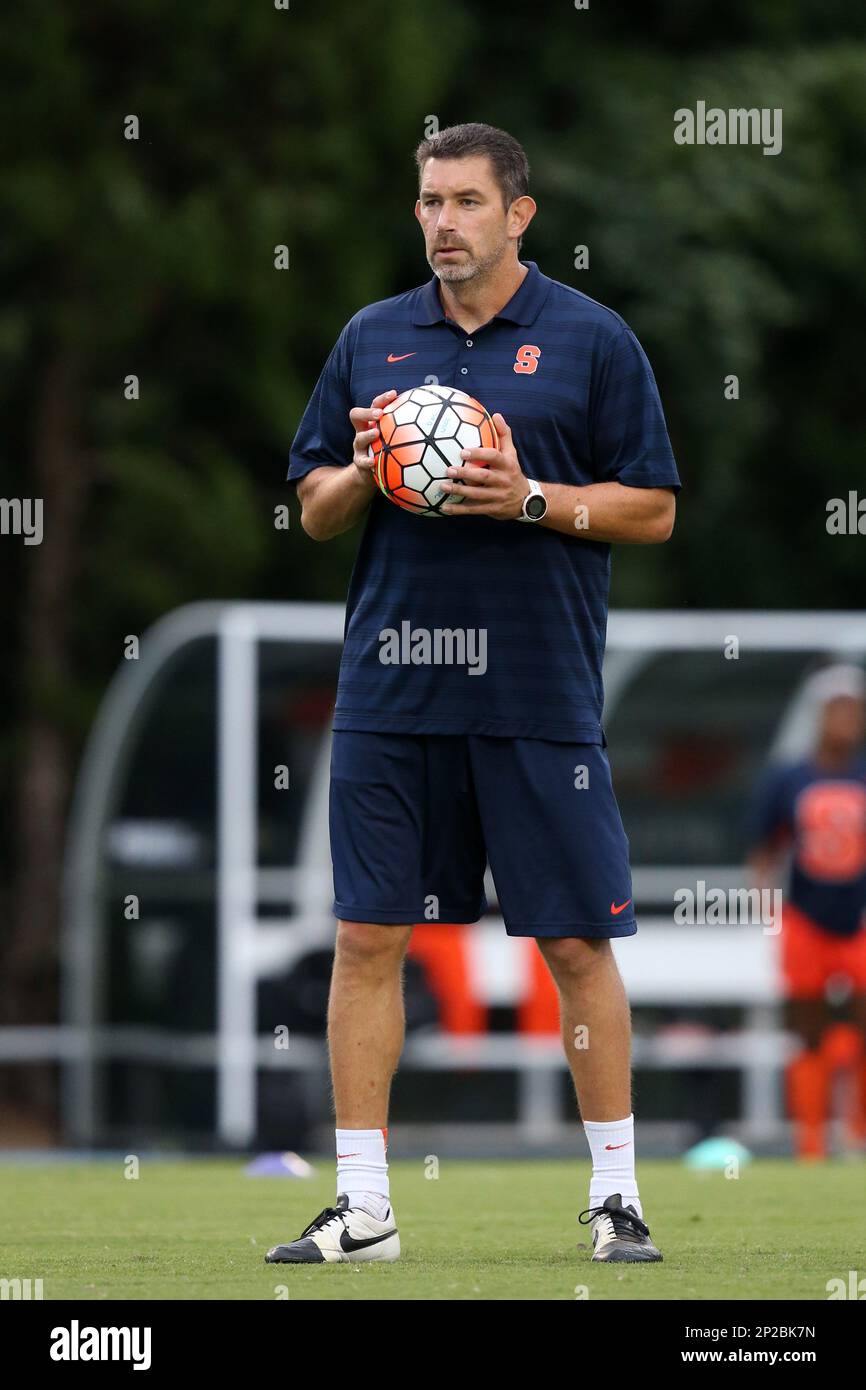24 September 2015: Syracuse head coach Phil Wheddon (ENG). The University  of North Carolina Tar Heels hosted the Syracuse University Orange at Fetzer  Field in Chapel Hill, NC in a 2015 NCAA, image size:866x1390