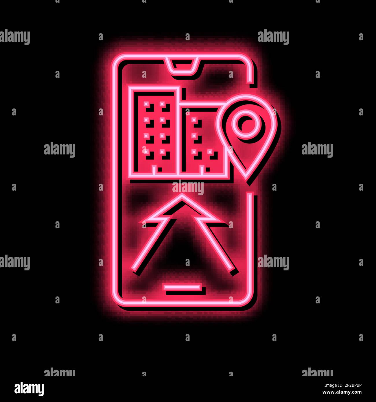 mobile application navigation neon glow icon illustration Stock Vector ...