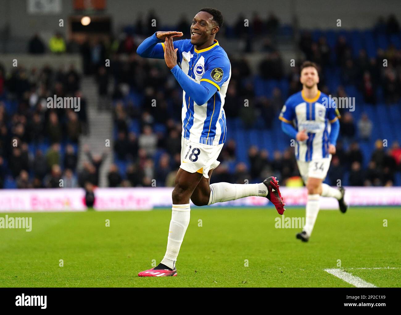 Brighton and Hove Albion's Danny Welbeck celebrates scoring their side