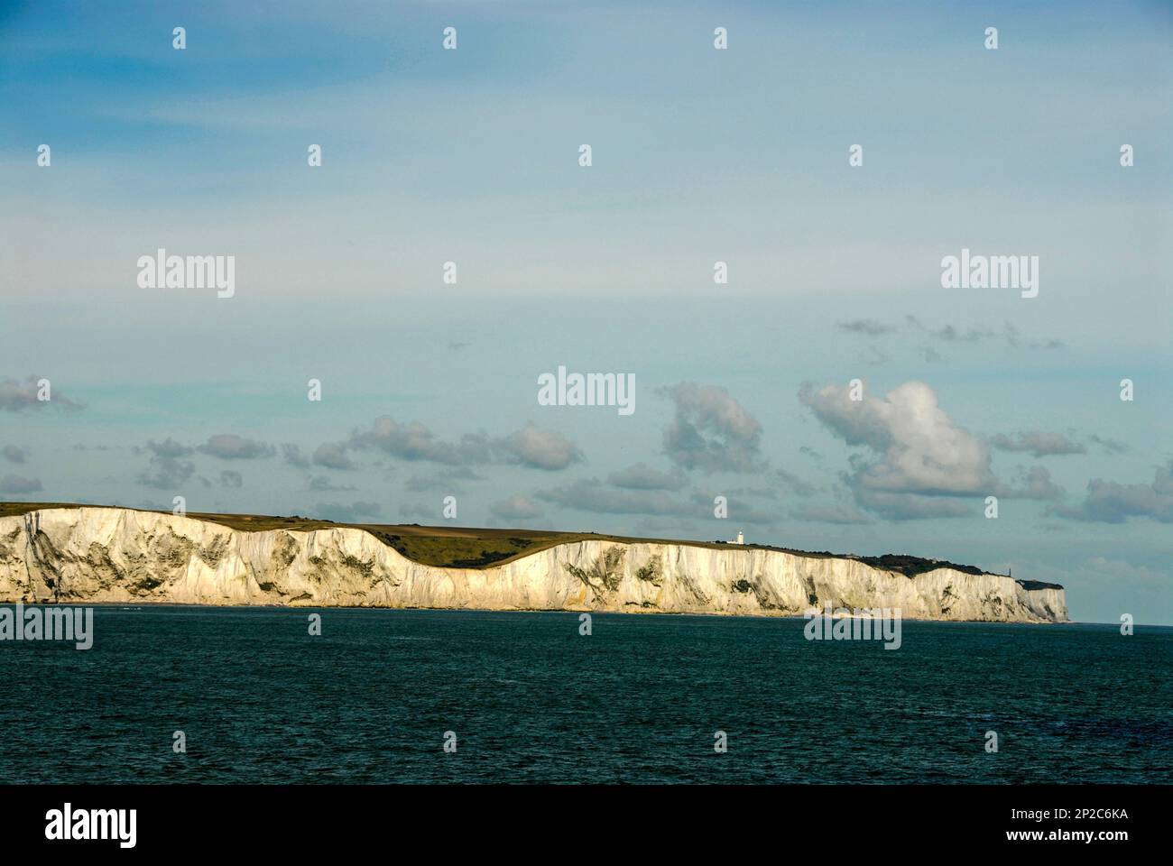 The line of the White Cliff of Dover in Kent, Britain, with its chalk