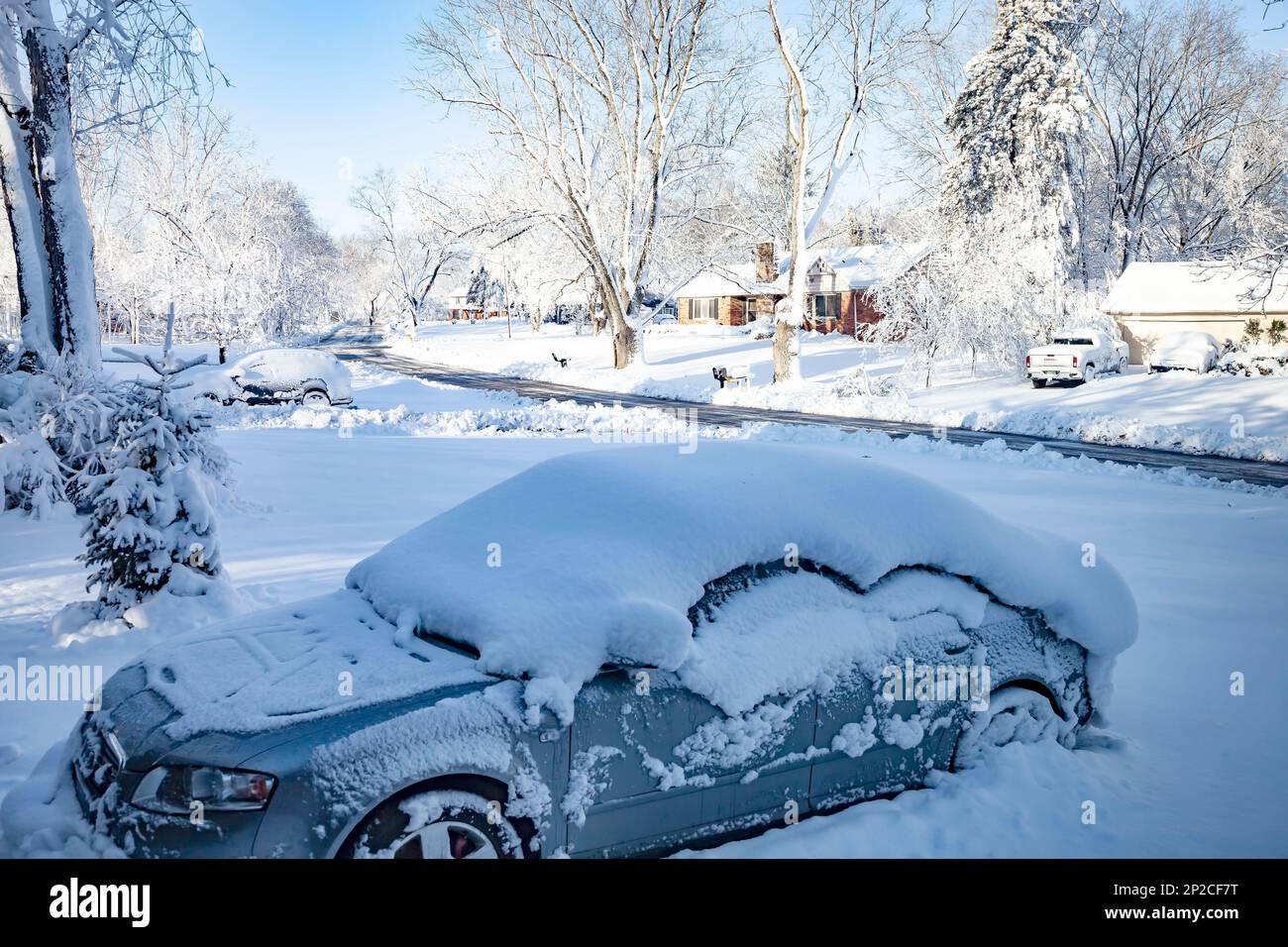 A heavy blanket of snow covers everything Bloomfield Hills,MI,USA Stock