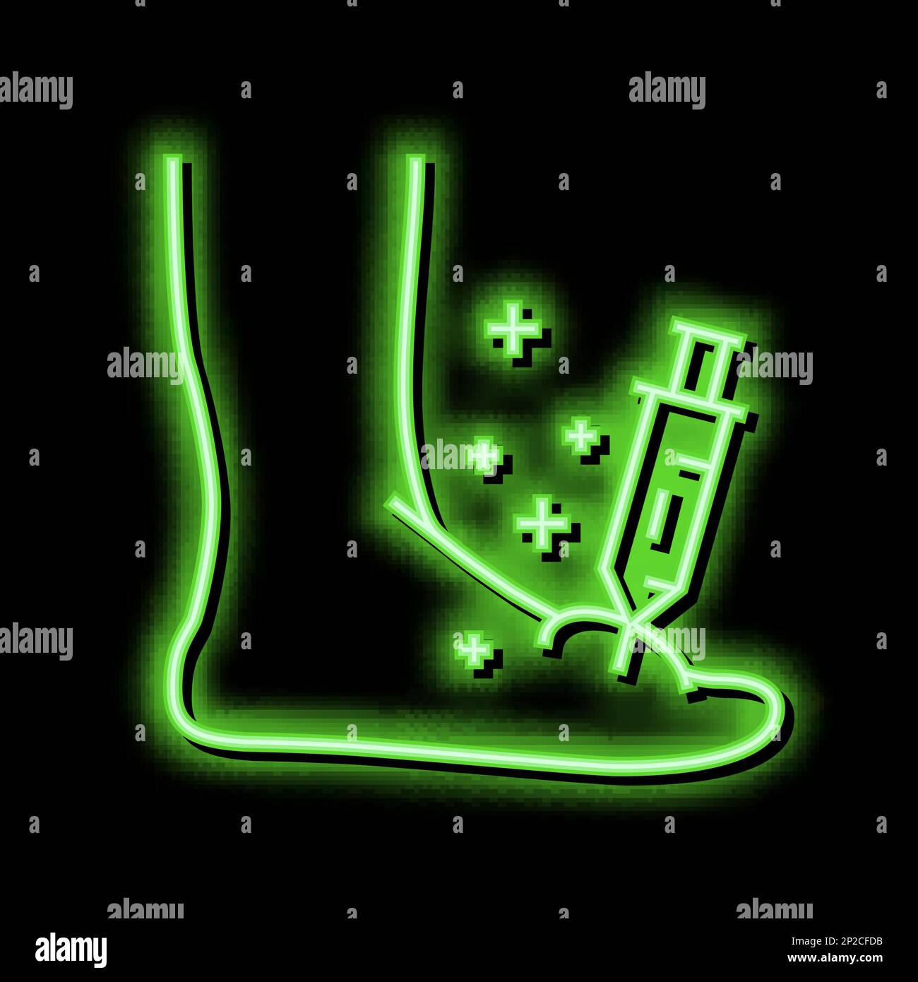 syringe treatment foot gout neon glow icon illustration Stock Vector ...