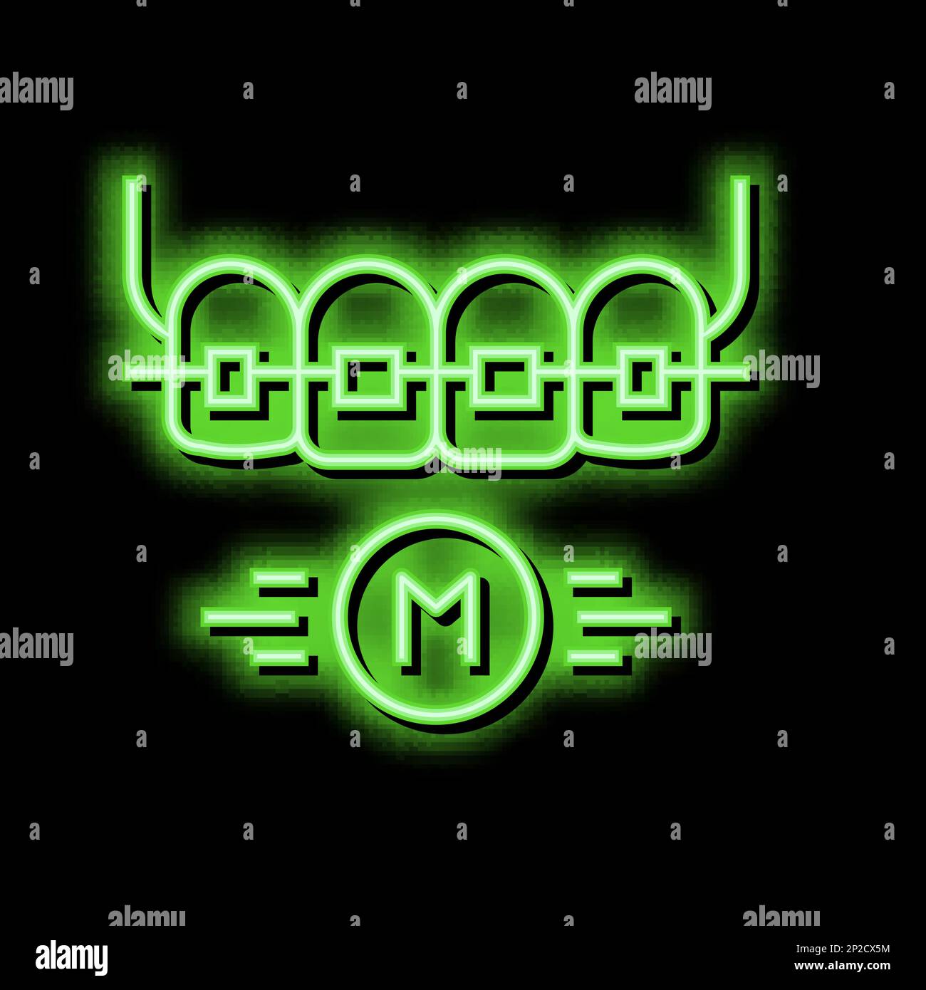 metal material tooth braces neon glow icon illustration Stock Vector ...