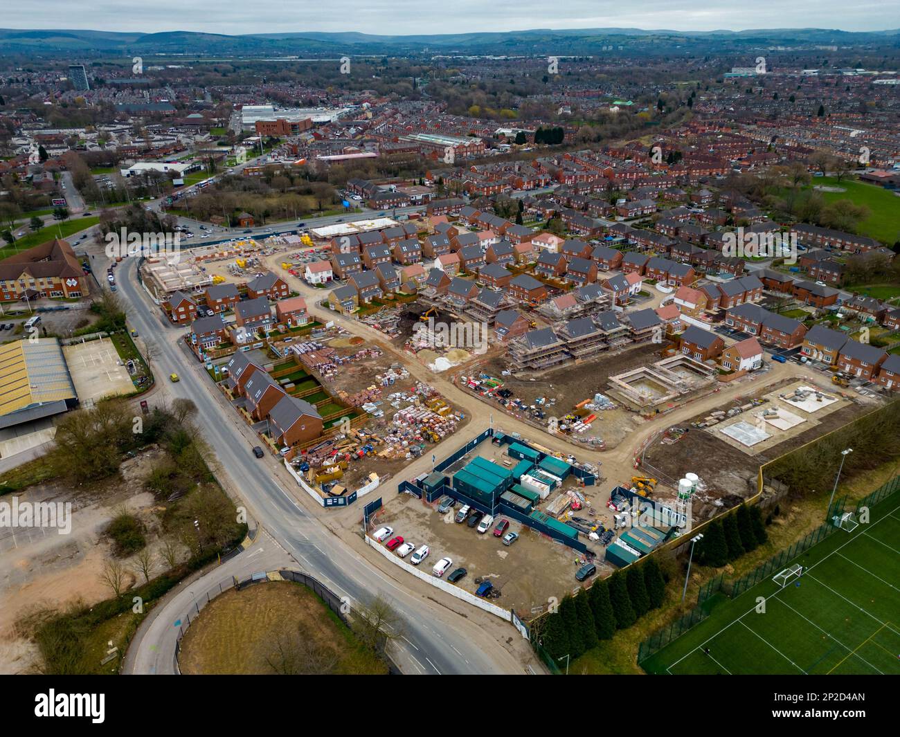 Aerial Footage of The New Belle Vue Speedway and Belle View School as well as Car Auctions and housing Stock Photo