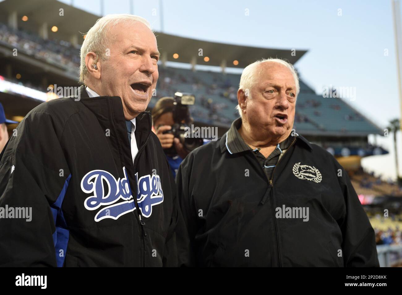 18 September 2015: Frank Sinatra Jr. and Tommy Lasorda prior to a