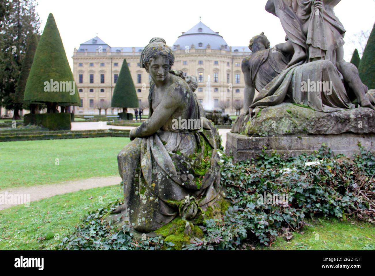 The Abduction of Proserpina, sculptural group, partial view, in the Court Gardens of the Residenz, baroque Prince-Bishops Palace, Wurzburg, Germany Stock Photo