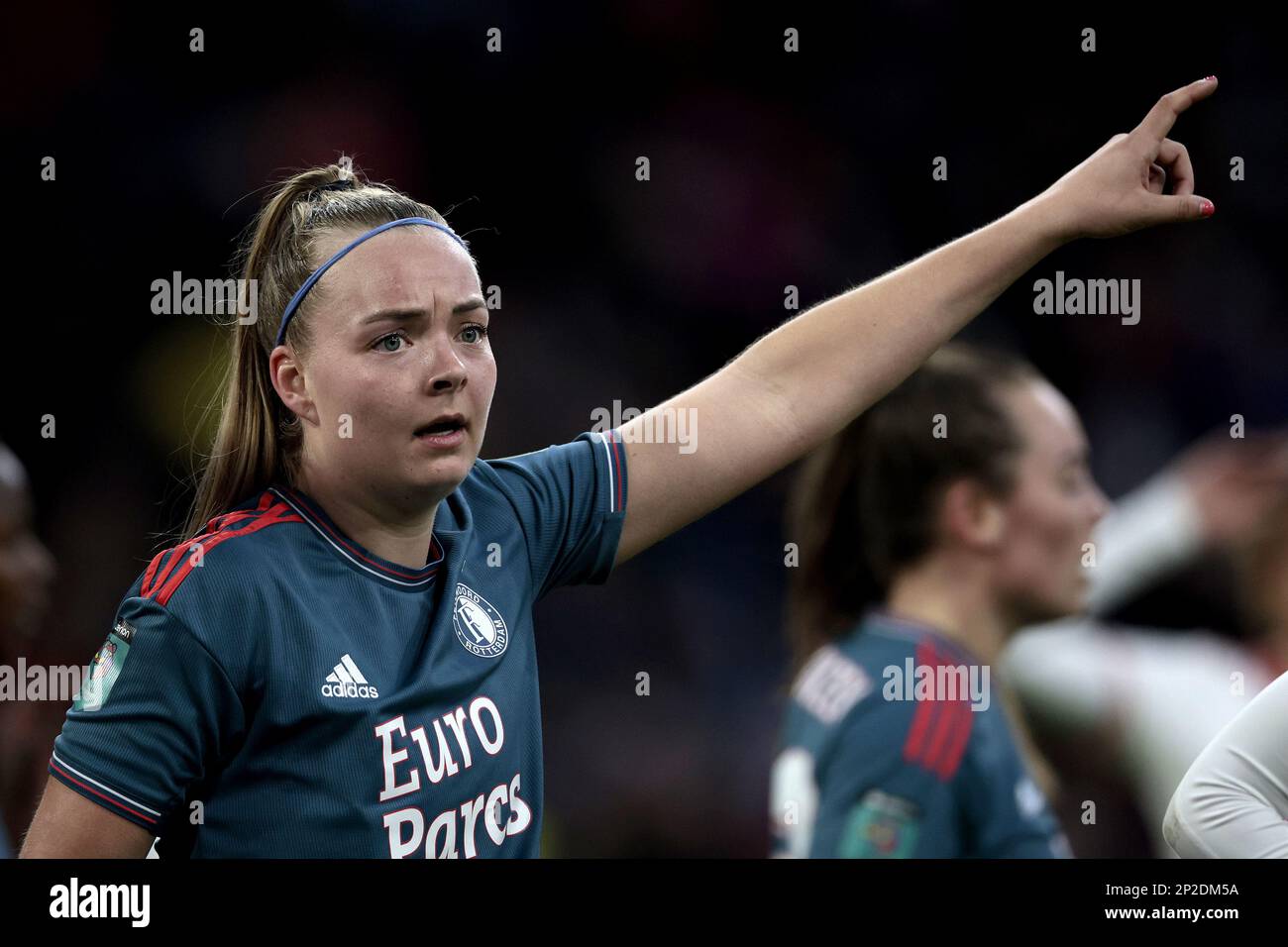 AMSTERDAM - Amber Verspaget of Feyenoord V1 after the Dutch Eredivisie women's match between Ajax and Feyenoord at the Johan Cruijff ArenA on March 4, 2023 in Amsterdam, Netherlands. ANP JEROEN PUTMANS Stock Photo