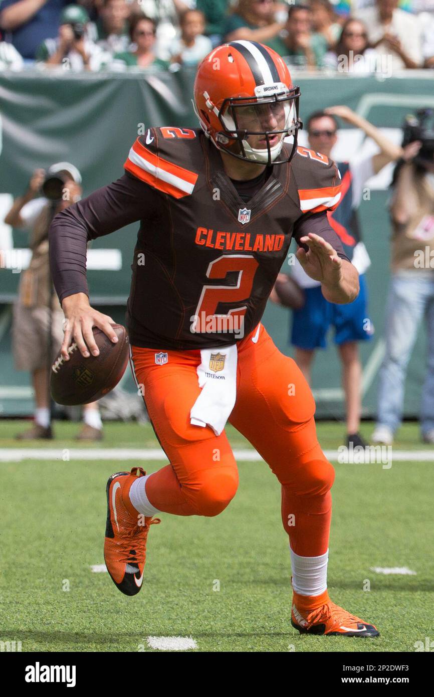 September 13, 2015, Cleveland Browns quarterback Johnny Manziel (2) in  action during the NFL game between the Cleveland Browns and the New York  Jets at MetLife Stadium in East Rutherford, New Jersey.