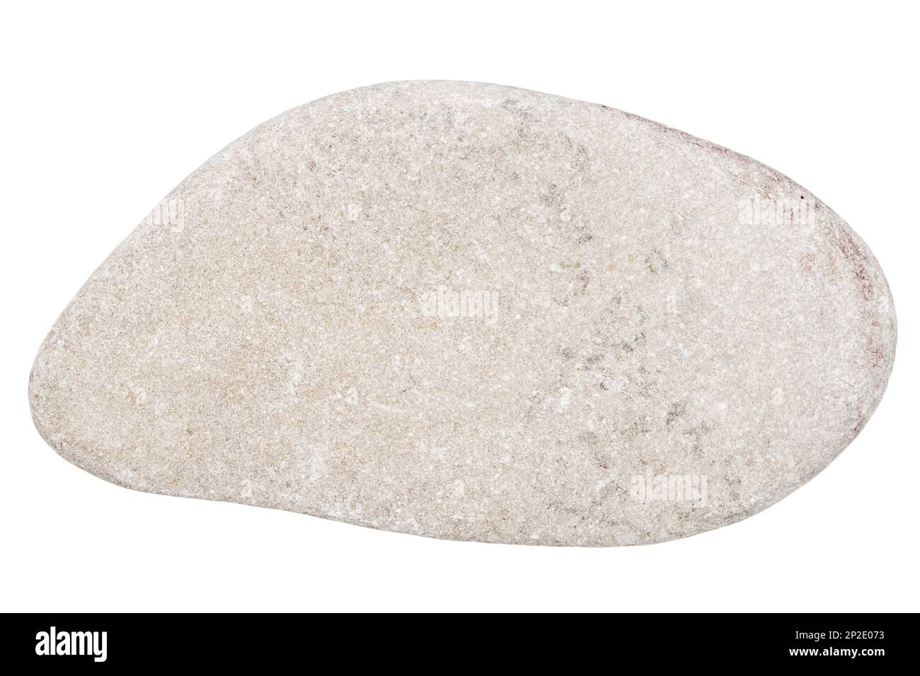 Top view of single pink pebble isolated on white background. Stock Photo