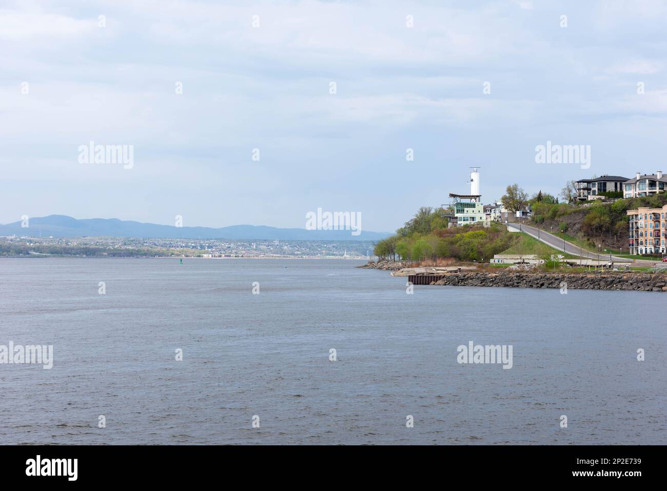 The St Lawrence river seen from the ferry between Quebec City and Levis (Quebec City, Quebec, Canada) Stock Photo