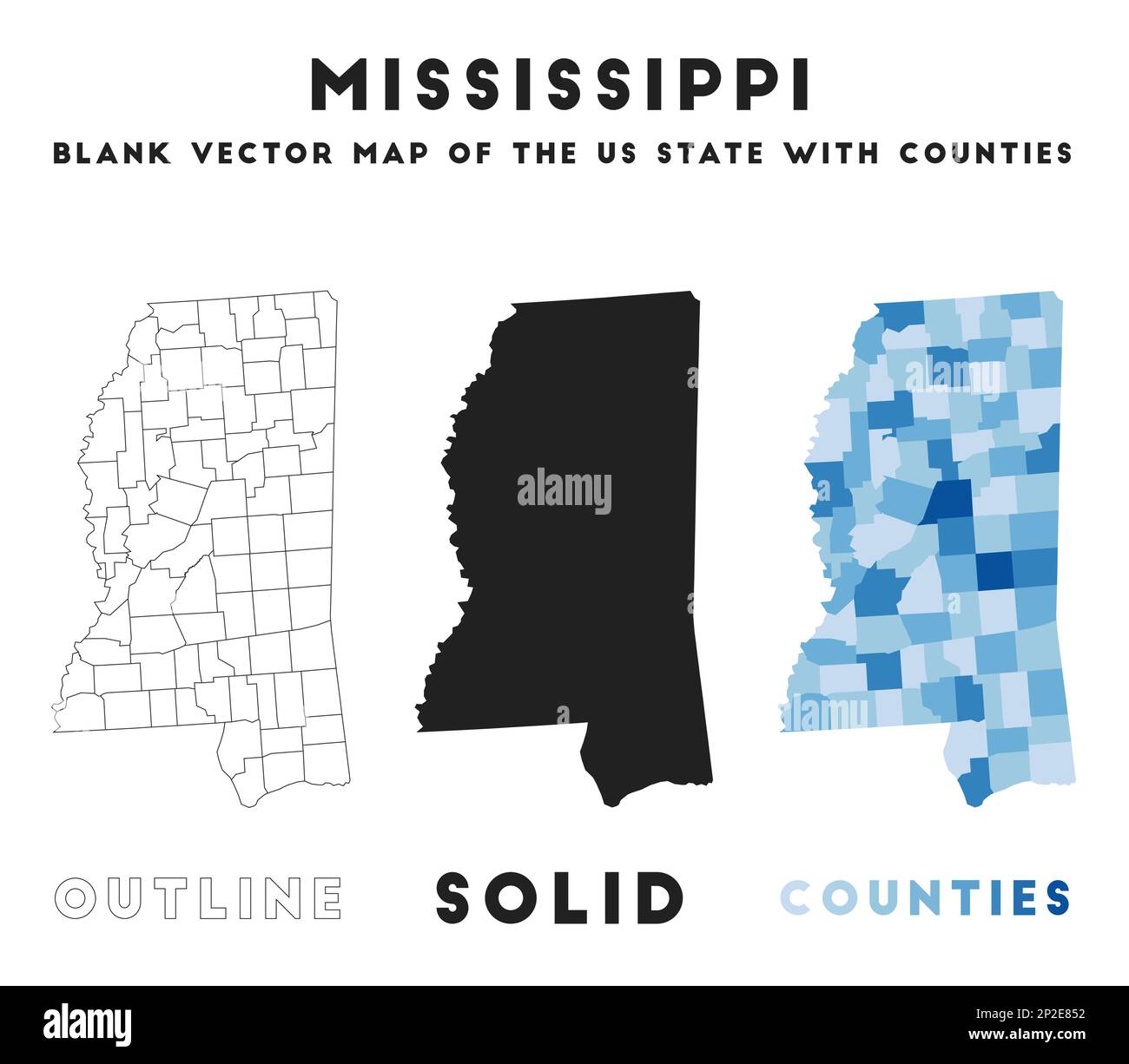 Mississippi map. Borders of Mississippi for your infographic. Vector us