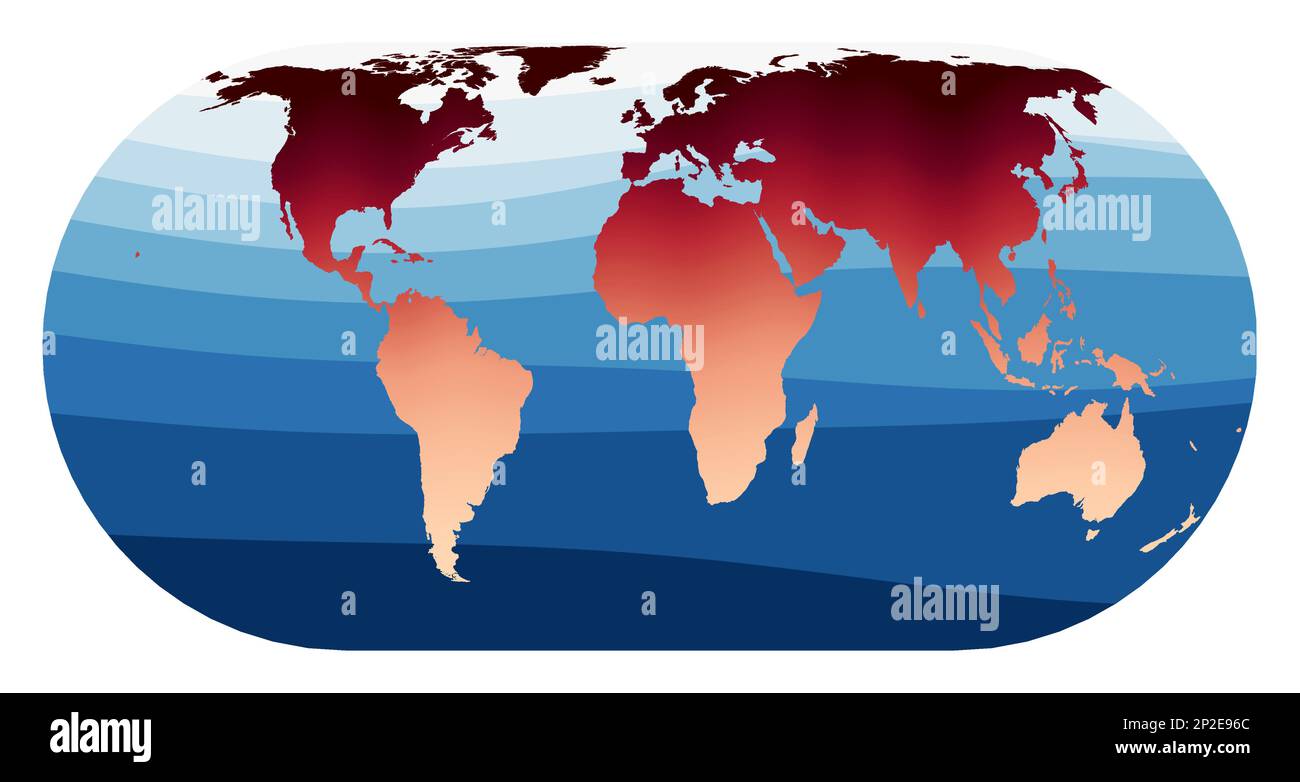 World Map Vector. Eckert IV projection. World in red orange gradient on ...