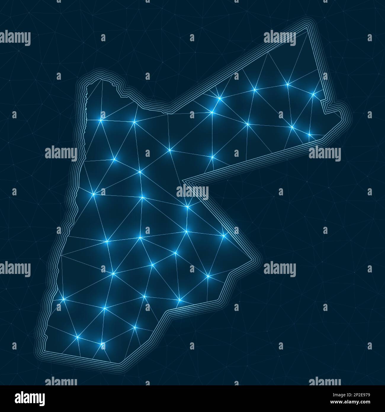 Jordan network map. Abstract geometric map of the country. Digital