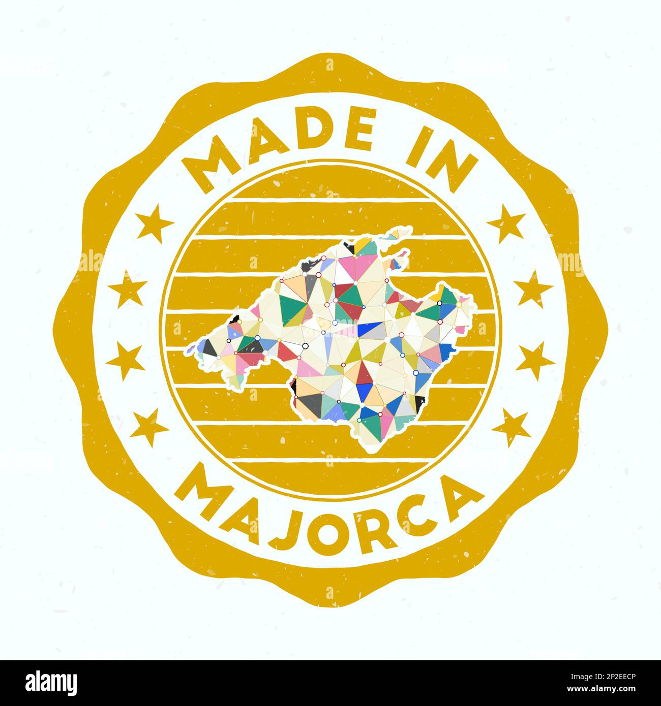Made in Majorca. Island round stamp. Seal of Majorca with border shape