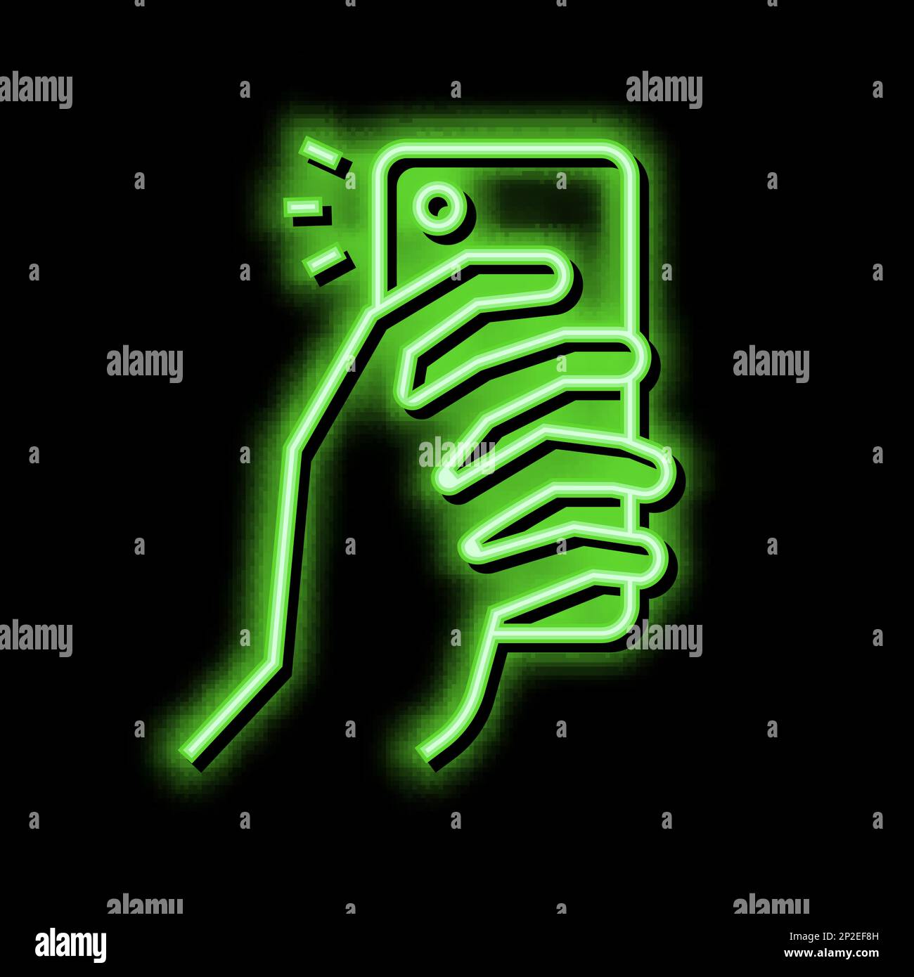 making photo on smartphone camera neon glow icon illustration Stock ...