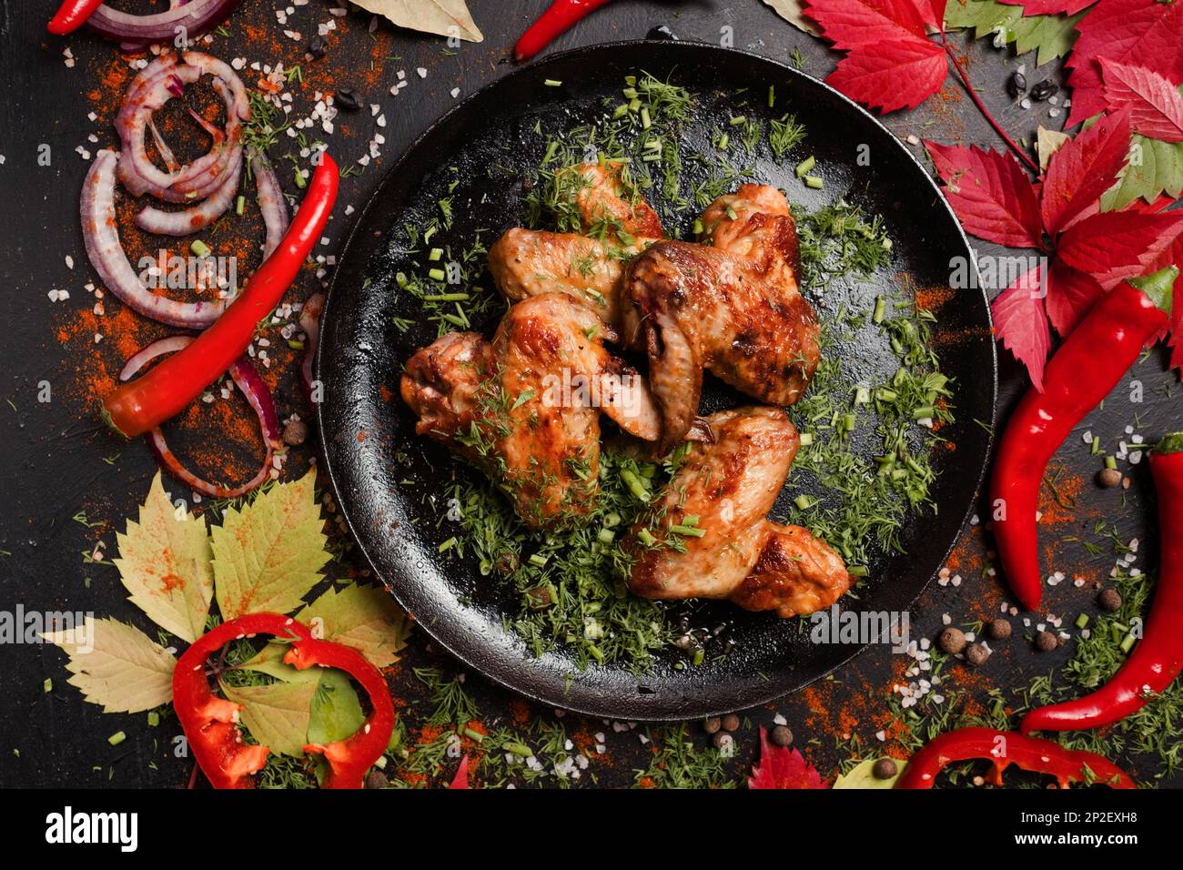 ready made fried chicken wings dish Stock Photo Alamy