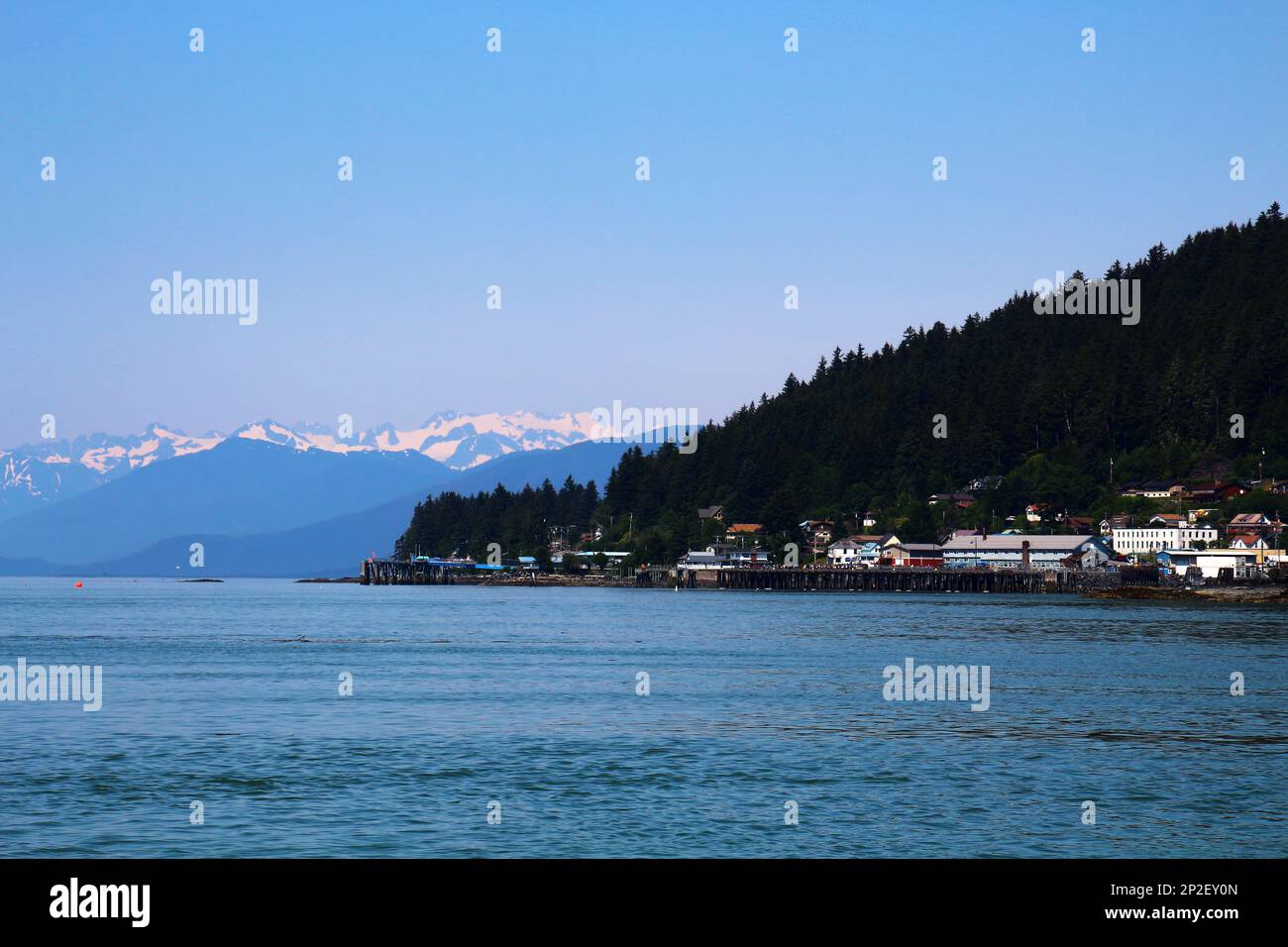 View of the small town of Wrangell, one of Alaska's oldest and most
