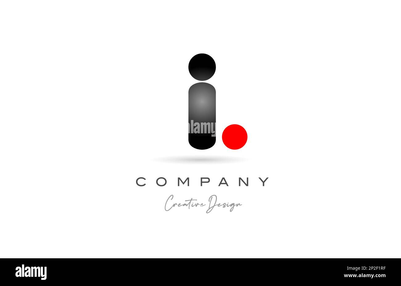 red black dot I alphabet letter logo icon design with gradient ...