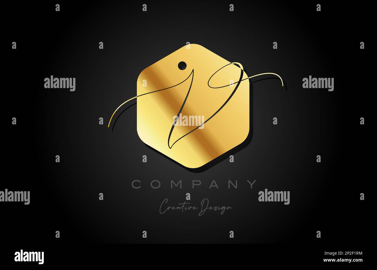 gold golden V alphabet letter logo icon design with dot and elegant ...