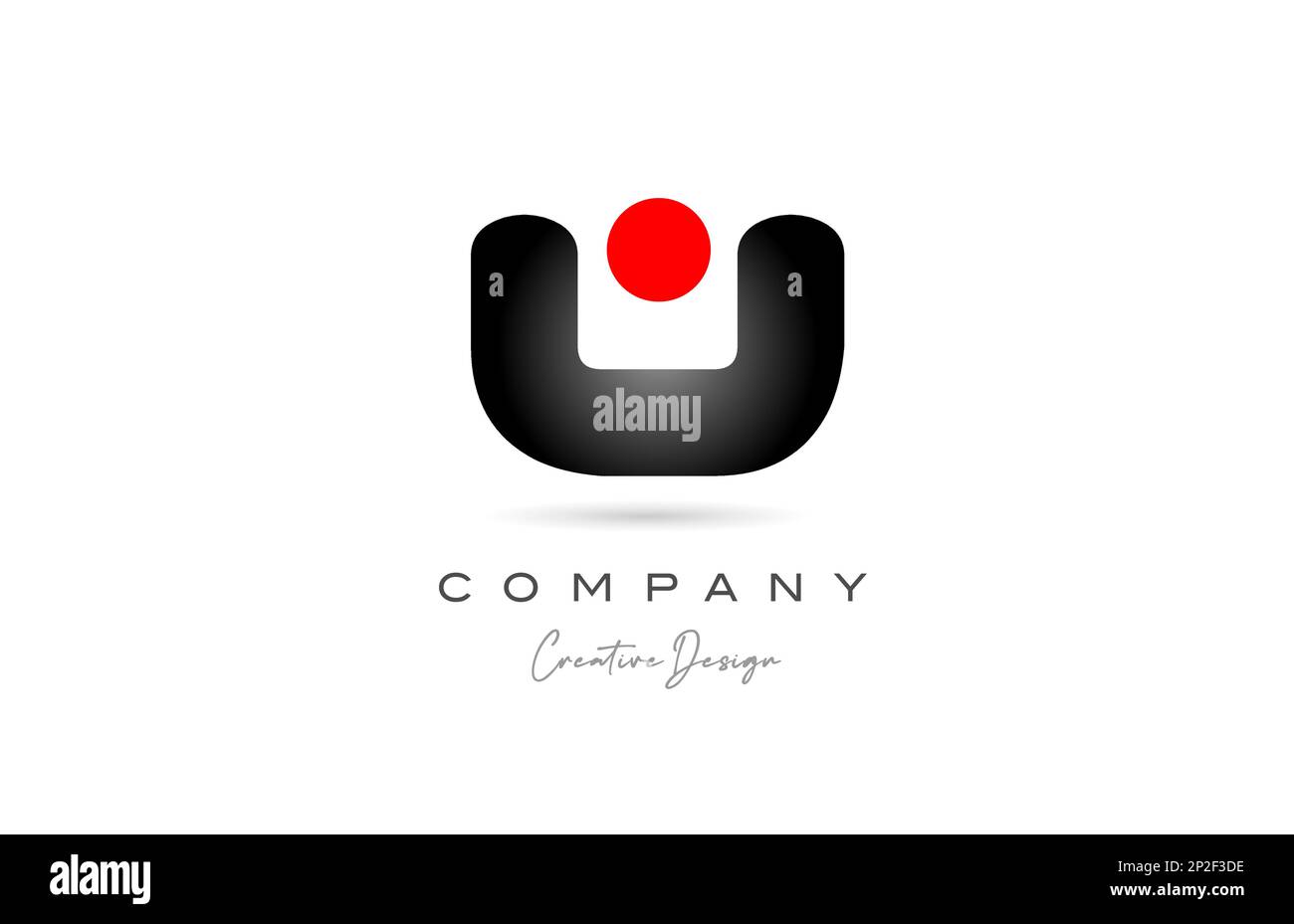 red black dot U alphabet letter logo icon design with gradient ...