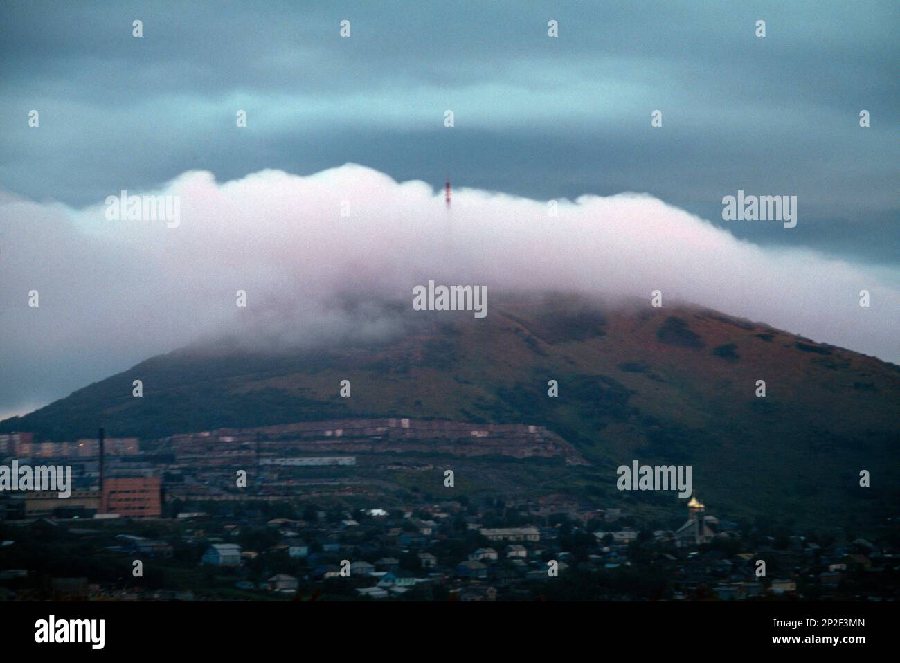 Kamchatka Russia Petropavlovsk Cloud Developing Around Hill Stock Photo
