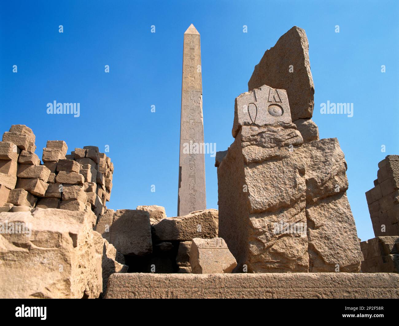 Karnak Egypt Hatshepsut's Obelisk And Ruins Stock Photo