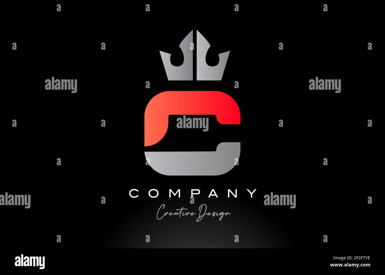orange C alphabet letter logo icon design with king crown. Creative ...