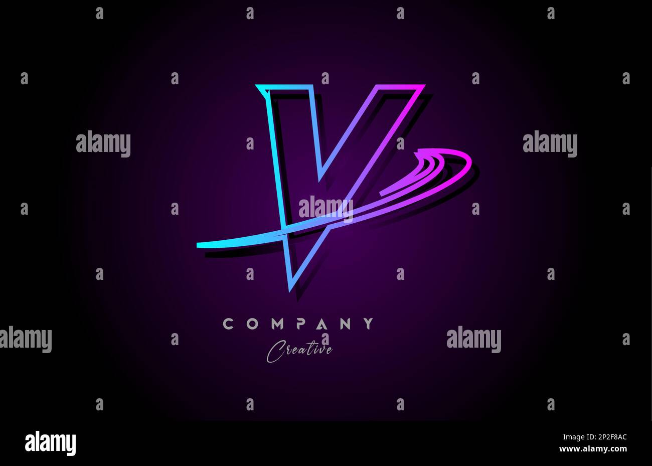 blue and pink alphabet V letter logo icon design with swoosh. Creative ...