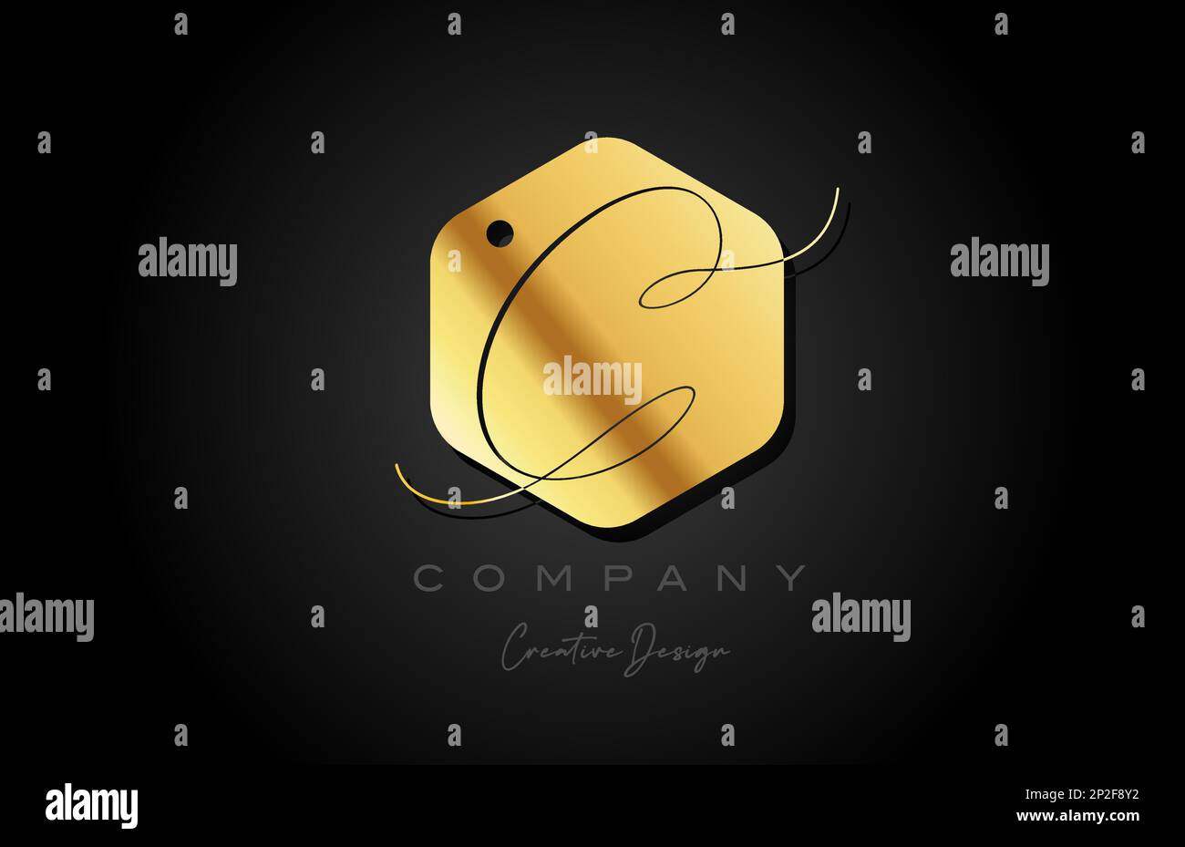 gold golden C alphabet letter logo icon design with dot and elegant ...