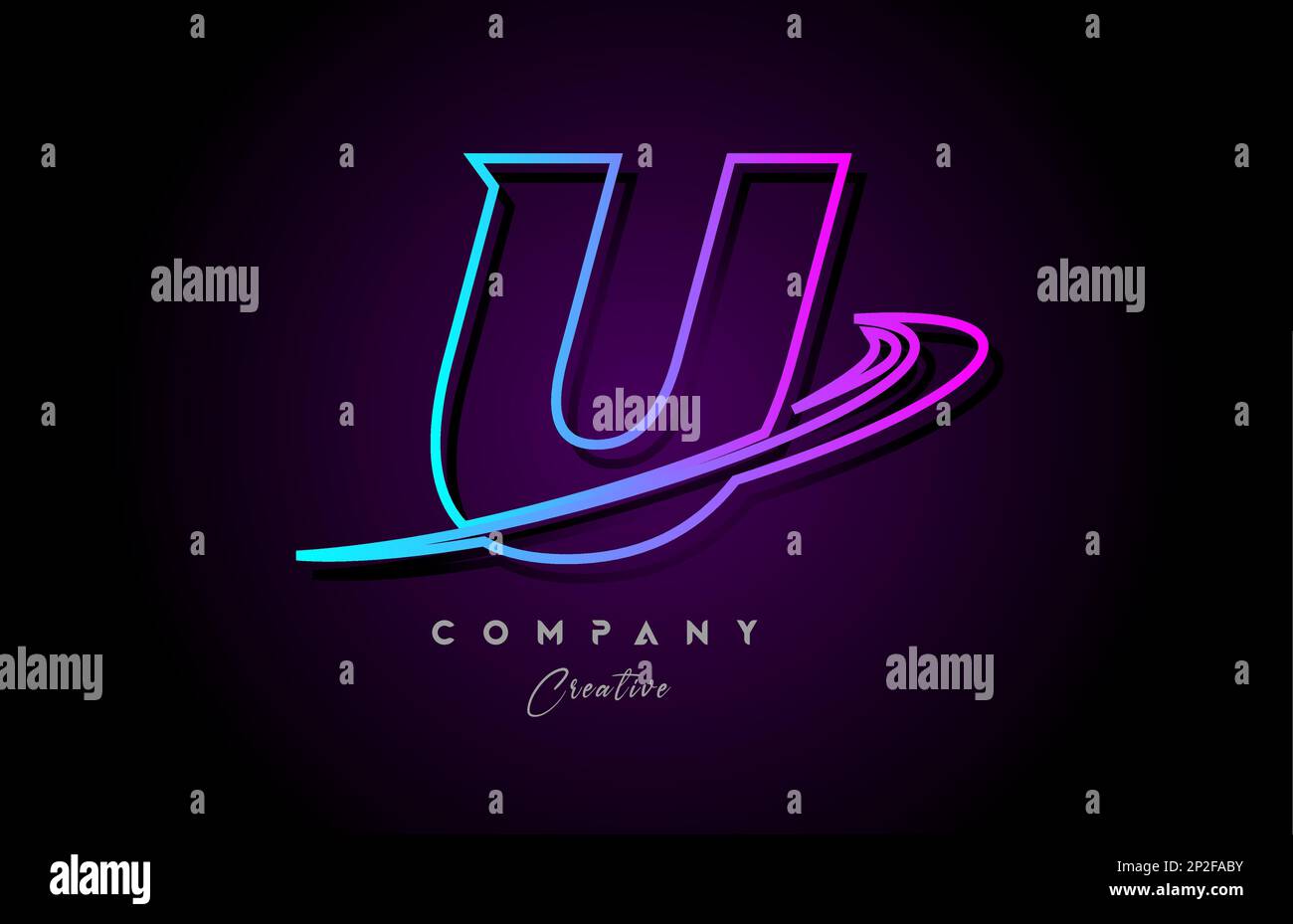 blue and pink alphabet U letter logo icon design with swoosh. Creative ...