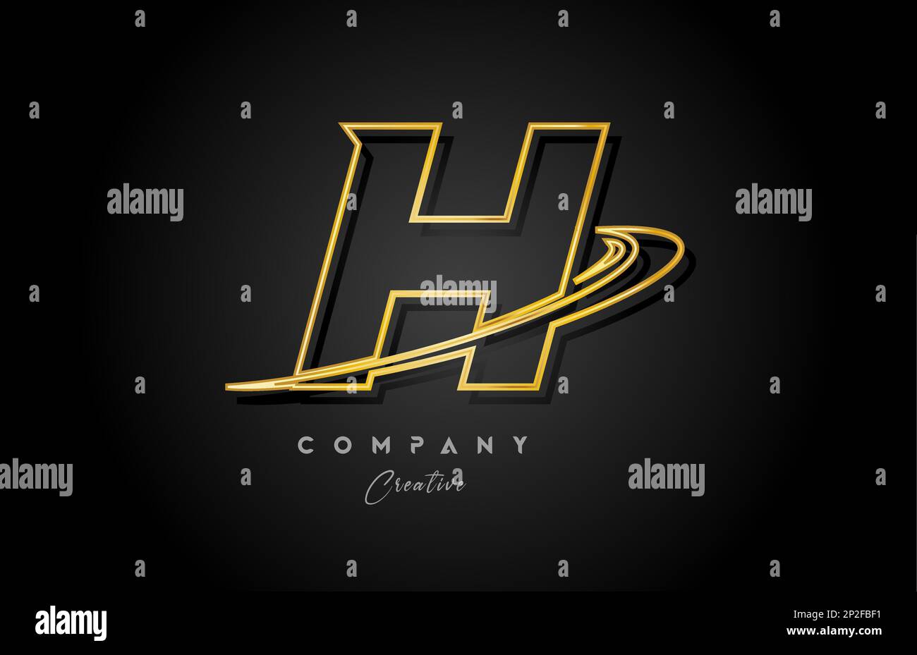 gold H alphabet letter logo icon design with golden swoosh. Creative ...