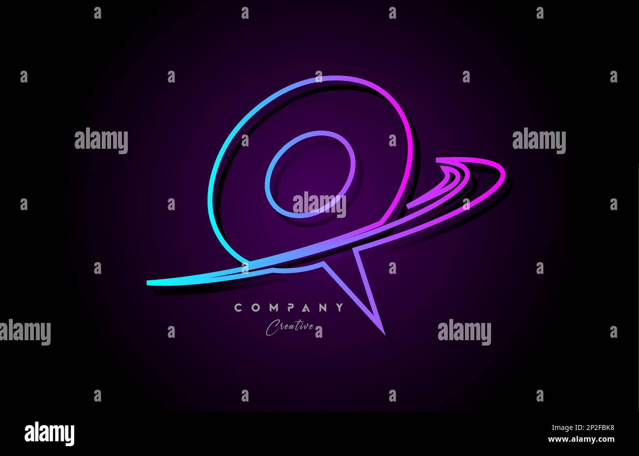 blue and pink alphabet Q letter logo icon design with swoosh. Creative ...