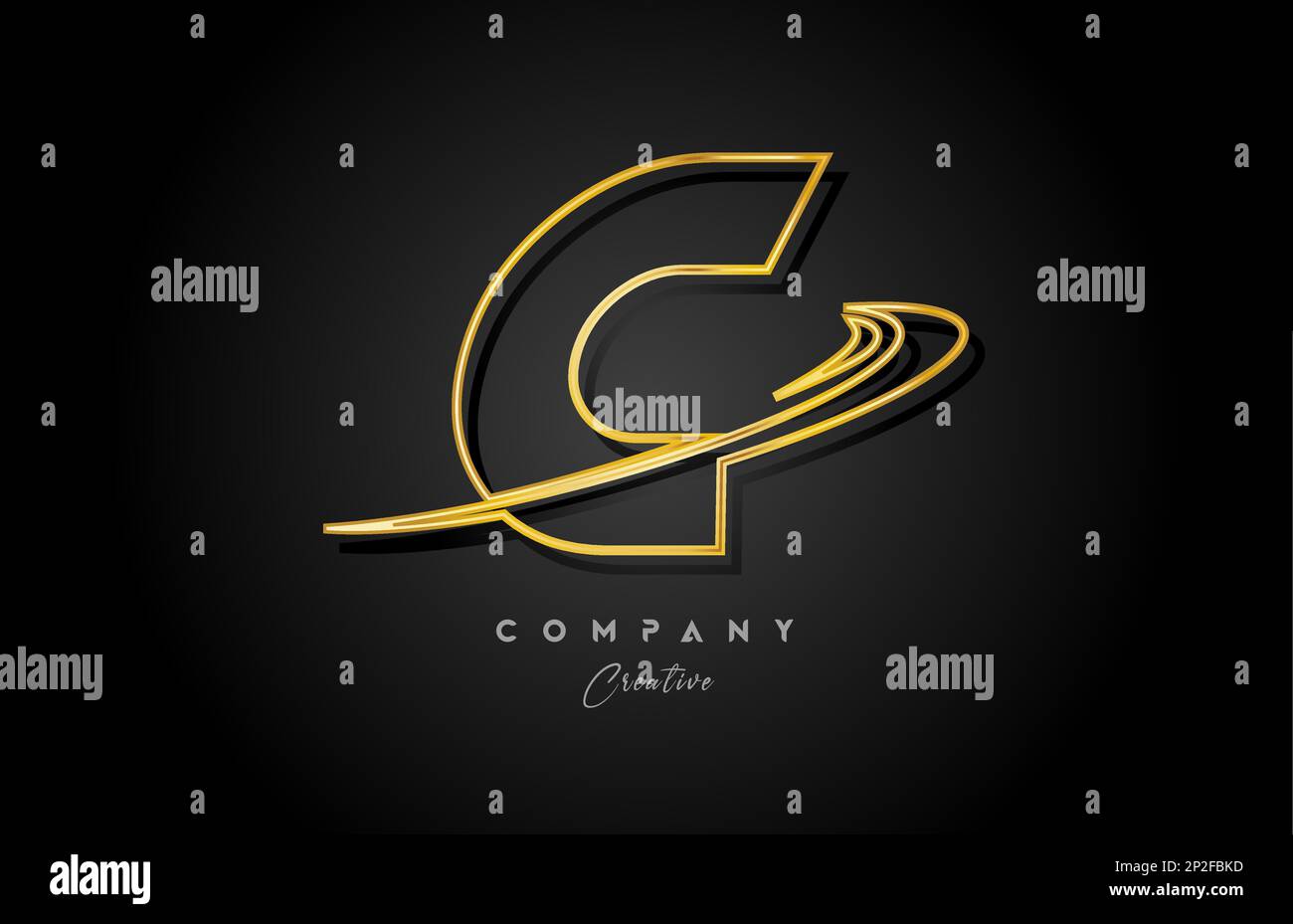 gold C alphabet letter logo icon design with golden swoosh. Creative ...