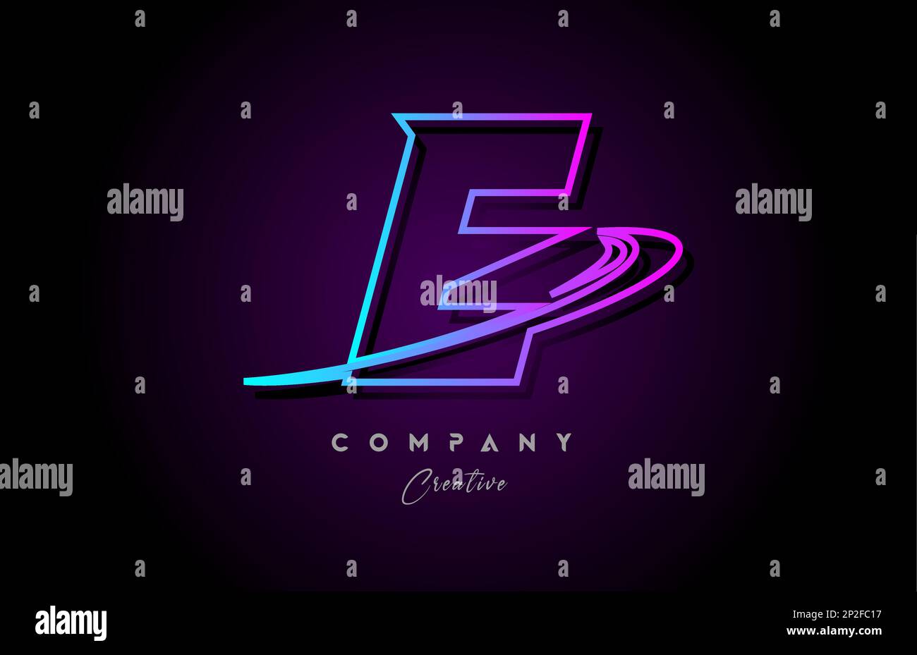 blue and pink alphabet E letter logo icon design with swoosh. Creative ...