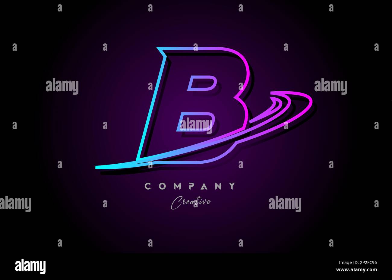 blue and pink alphabet B letter logo icon design with swoosh. Creative ...