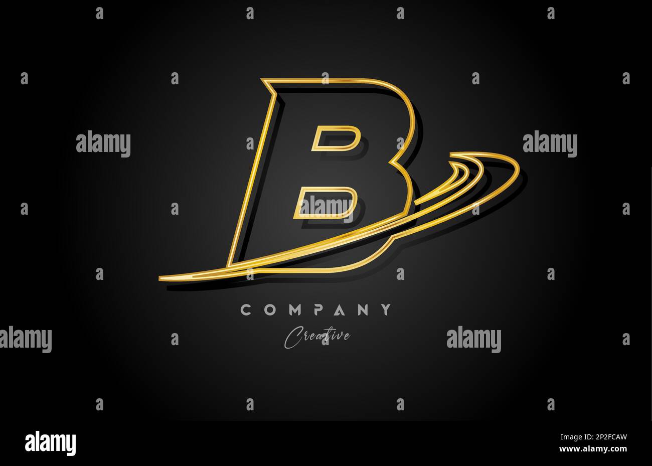 gold B alphabet letter logo icon design with golden swoosh. Creative ...
